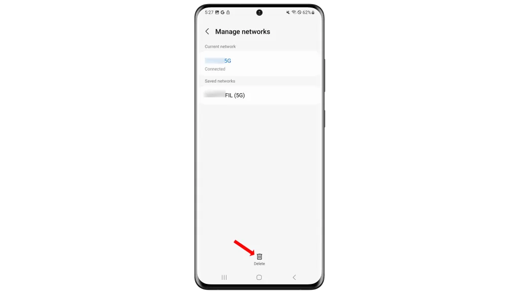 To do this, go to Settings > Connections > Wi-Fi > Manage saved networks. Then, tap on the Wi-Fi network that you're having trouble with and tap "Forget". 