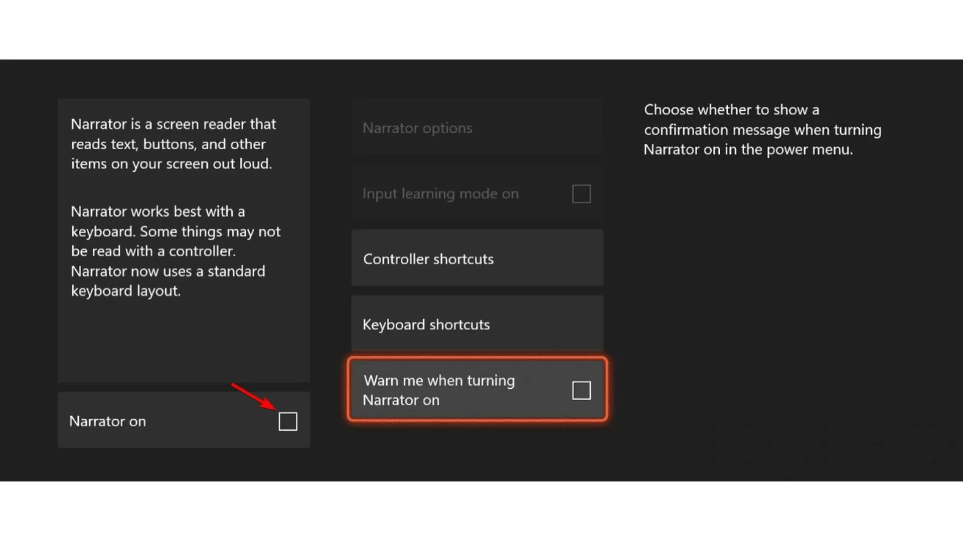 Disable Narrator in Settings