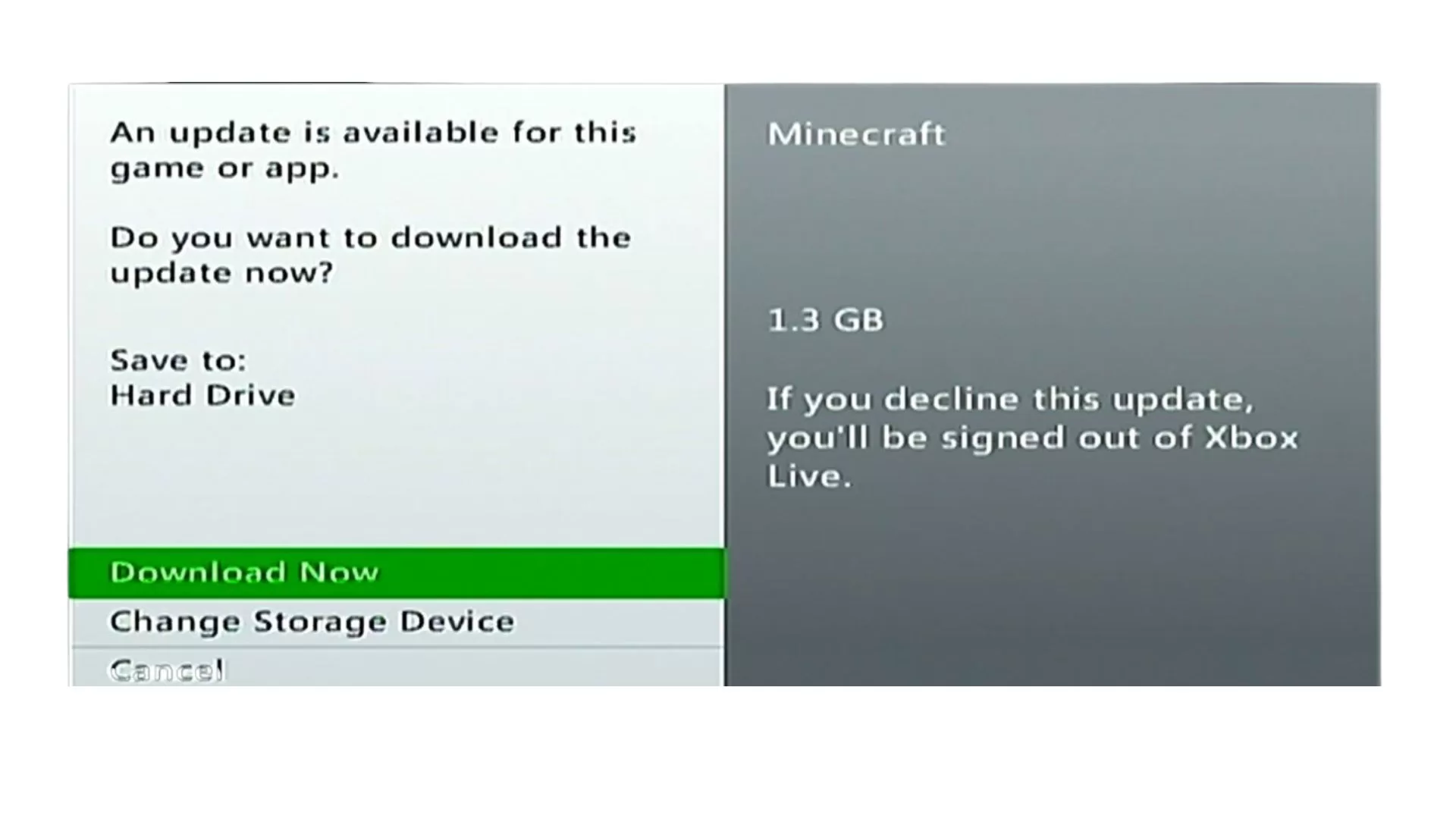 Update Minecraft and Xbox System Software