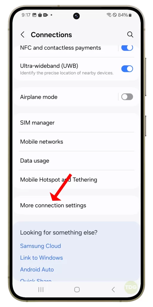 Go to Settings > Connections > More connection settings.