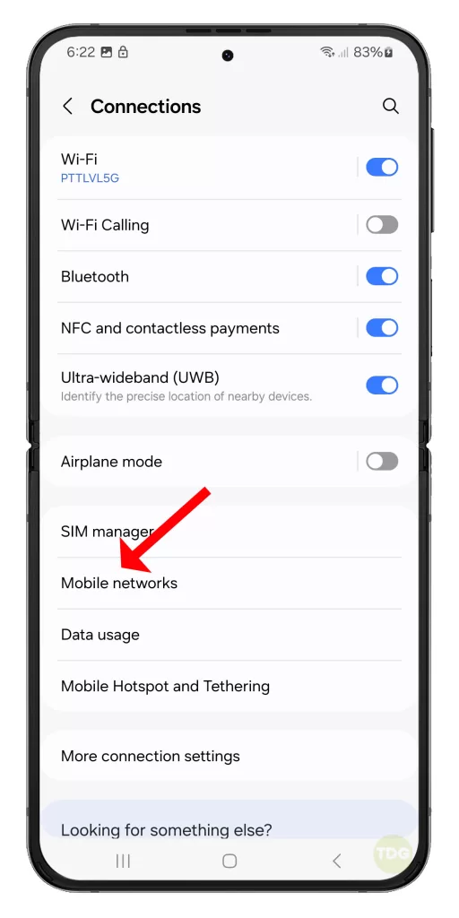 Go to Settings > Connections > Mobile networks 