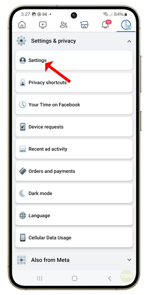 Navigate to Settings & Privacy > Settings > Notifications