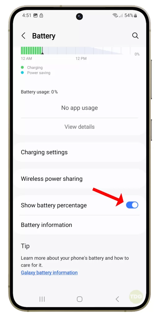 Show Battery Percentage On Samsung Galaxy S24 7