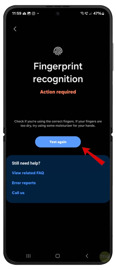 Fix Galaxy Z Flip 5 Fingerprint Registration Error Cannot Add Fingerprint 4