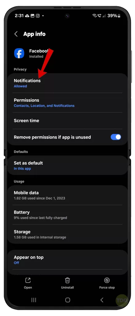 Galaxy Z Flip 5 Facebook Notifications Not Working 3