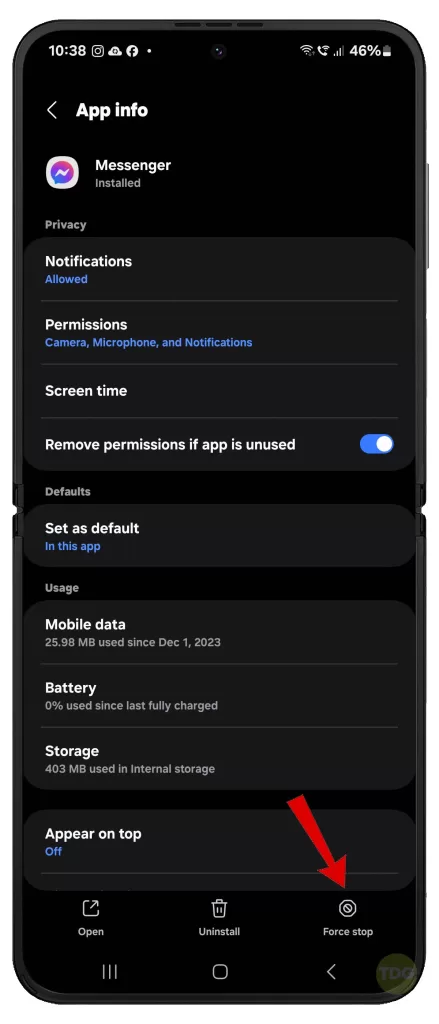 fix Galaxy Z Flip 5 Messenger keeps logging out 1