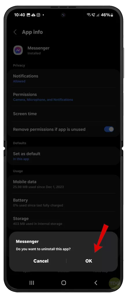 fix Galaxy Z Flip 5 Messenger keeps logging out 12