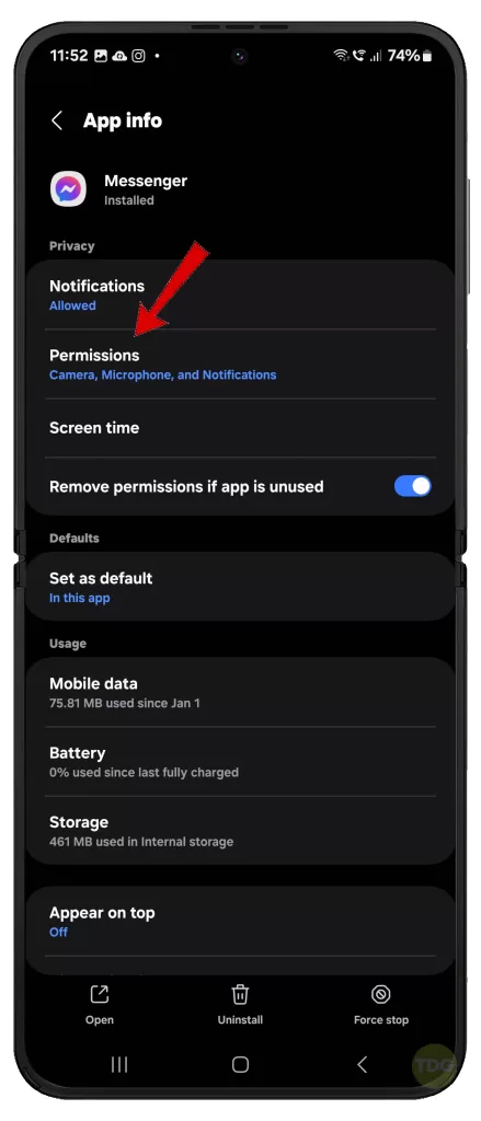 fix Galaxy z Flip 5 Messenger stuck on white screen not showing messages 14