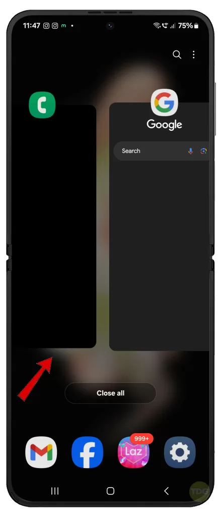 fix Galaxy z Flip 5 Messenger stuck on white screen not showing messages 3