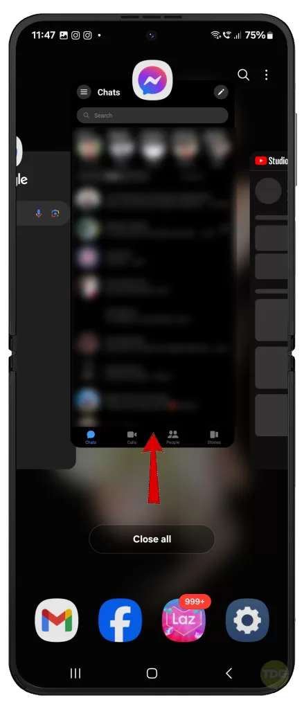 fix Galaxy z Flip 5 Messenger stuck on white screen not showing messages 4