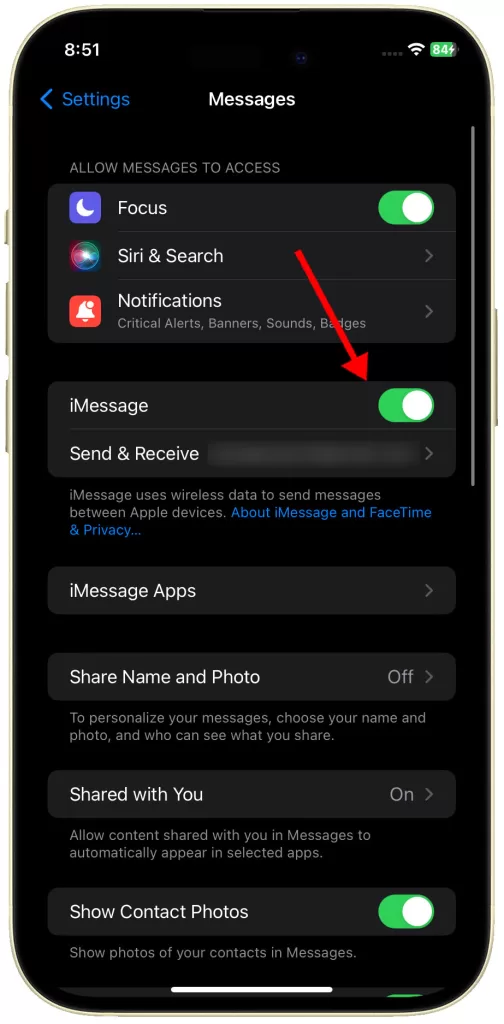 fix iPhone 15 cannot send text SMS messages 6