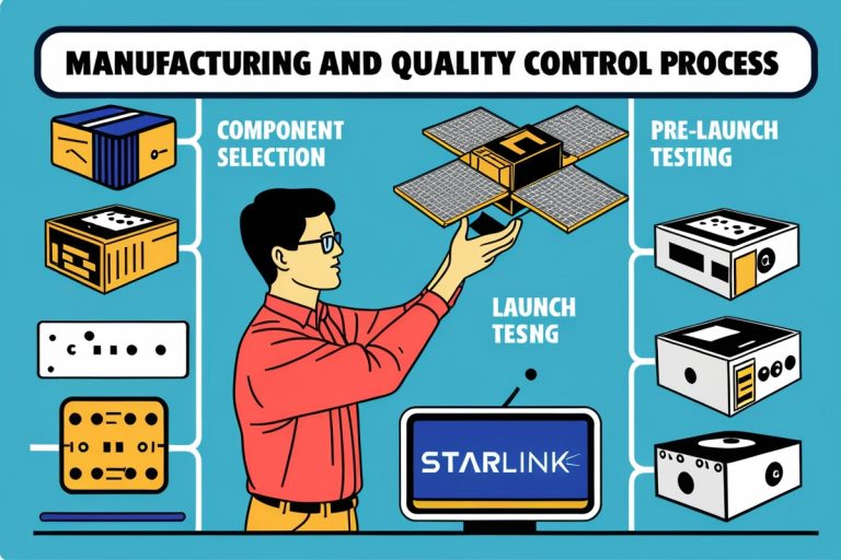 Manufacturing and Quality Control Process for Starlink Satellites: Component Selection to Pre-Launch Testing